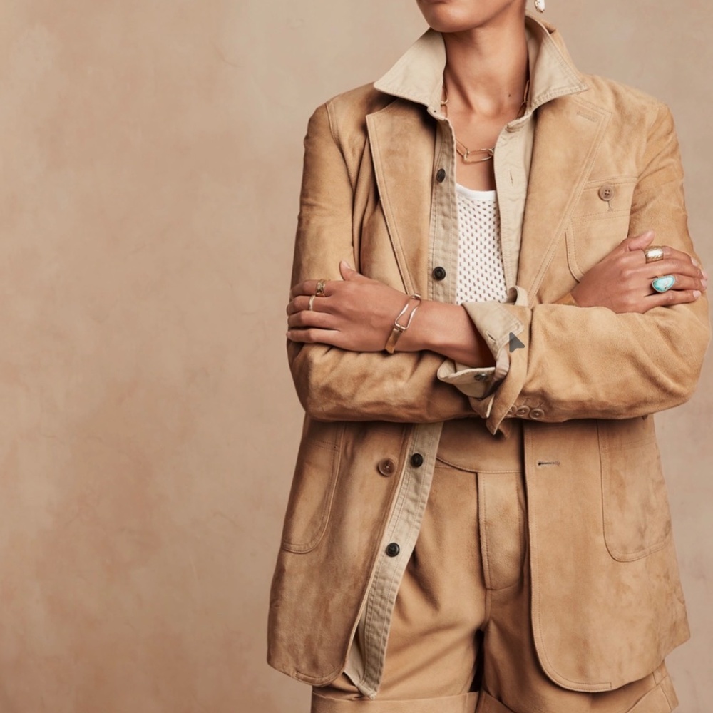 NWT Banana Republic Heritage Suede Blazer Jacket  SZ 8